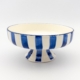 Serving Bowl Short w stand - blue stripes
