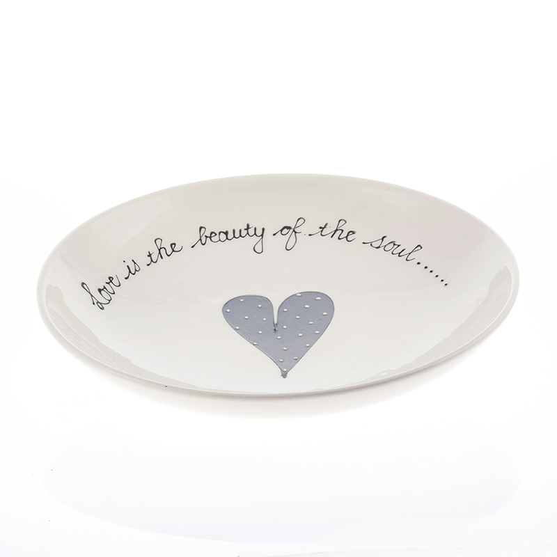 Pasta Bowl Medium Heart & Words Grey