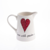 Old Farm Jug Heart & Words Red