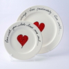 Wonky Side Plate Heart & Words Red